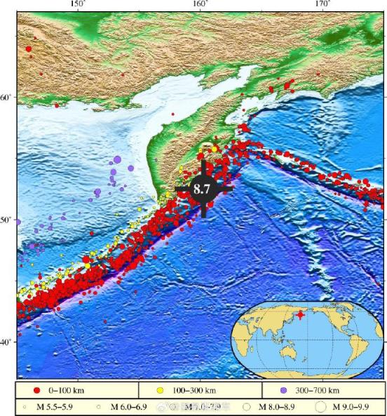 路易泽 俄测定堪察加东岸远海强震为8.7级